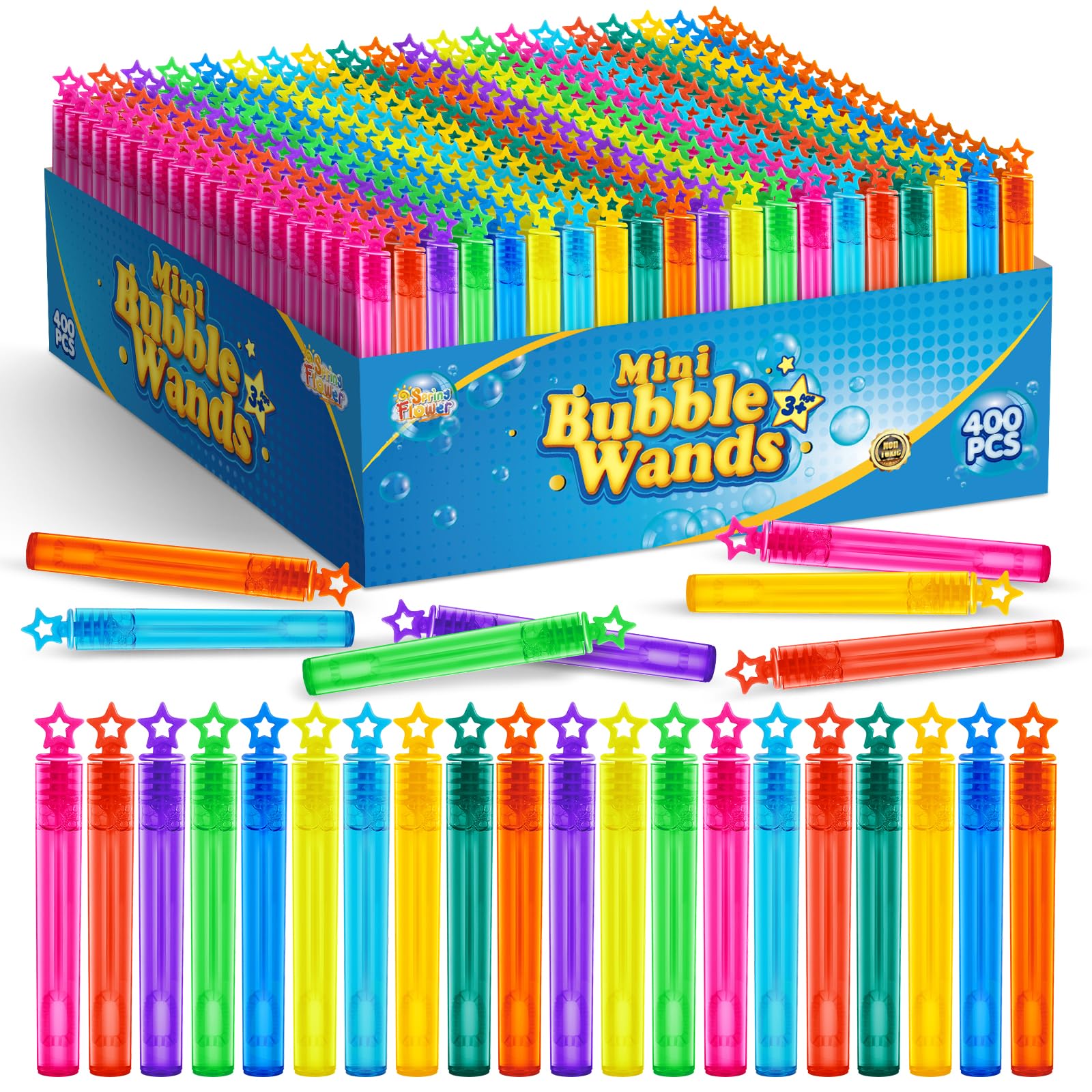 SpringFlower 400 PCS Mini Bubble Wand, Bubble Bulk for Kids, Party Favor Supply, Themed Birthday, Summer Outdoor Activities, Bubble Maker Mini Bubble