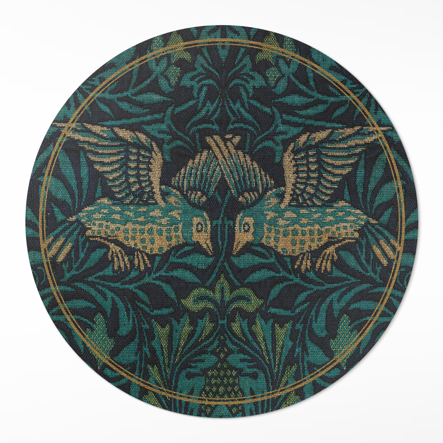 Tapis vinyle salon chambre intérieur durable et élégant rond motif oiseaux 80 cm