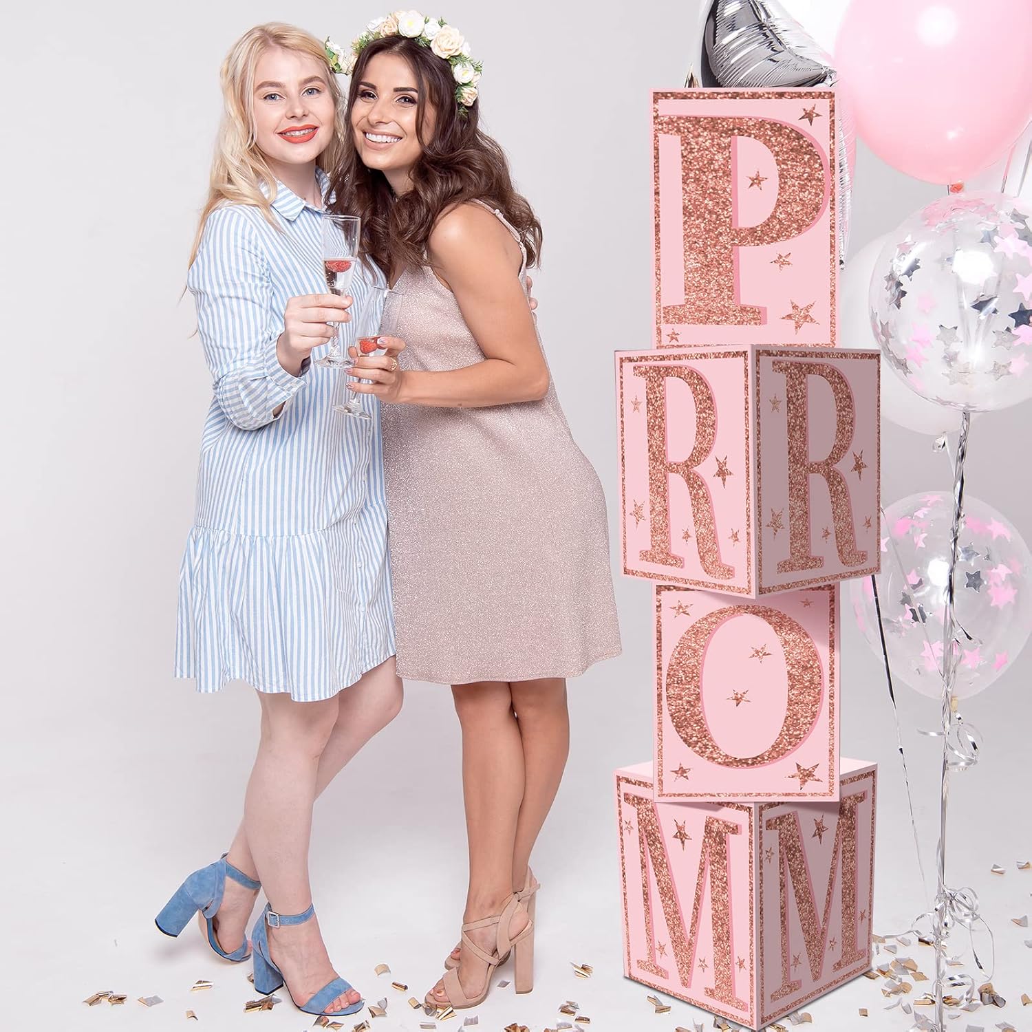 Sotiff 4 Pcs Large Prom Column Standup Photo Booth 51inch 2026 Prom Decorations Pink Grad Night Party Decor for 2026 Graduation Decorations Supplies