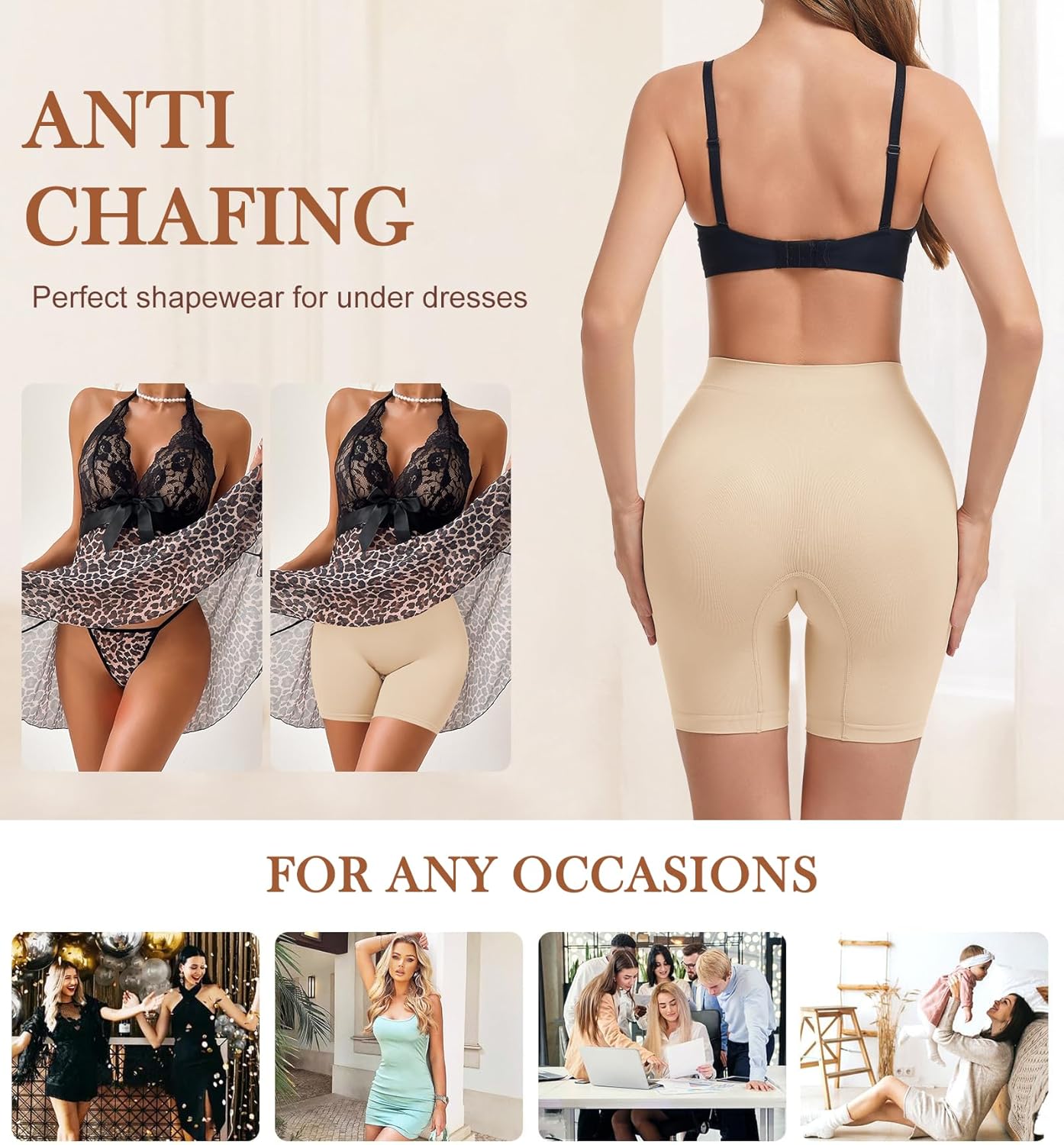 Seamless Slip Shorts for Under Dresses Women High Waist Shapewear Shorts Tummy Control Anti Chafing Underwear - Image 6