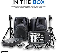 Vista 6 de Gemini ES-210MXBLU con bluetooth, sistema PA portable con mezclador de alimentación desmontable.