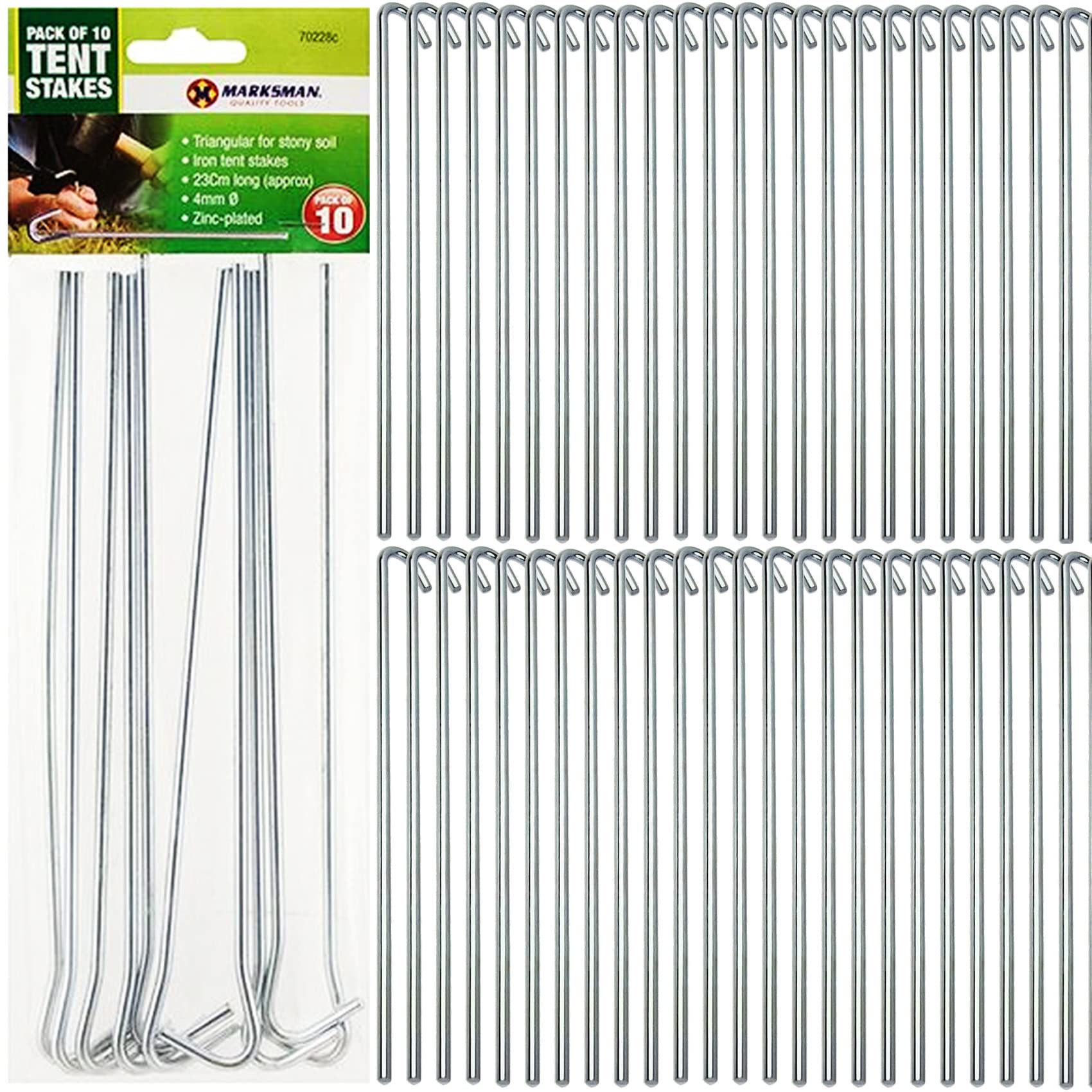 1-100 x Metal Pegs | Ground Tent | Camping | Hiking | Tarpaulin | Galvanised | Gazebo | Reusable | Steel | Hooks | Stakes | Construction (50 x METAL GROUND PEGS)