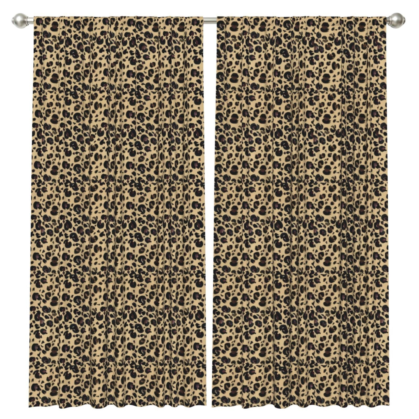 InOmak Watercolor Leopard, 2 Panels Window Curtains 52 x 84 Inch Blackout Curtains for Living Room Bedroom
