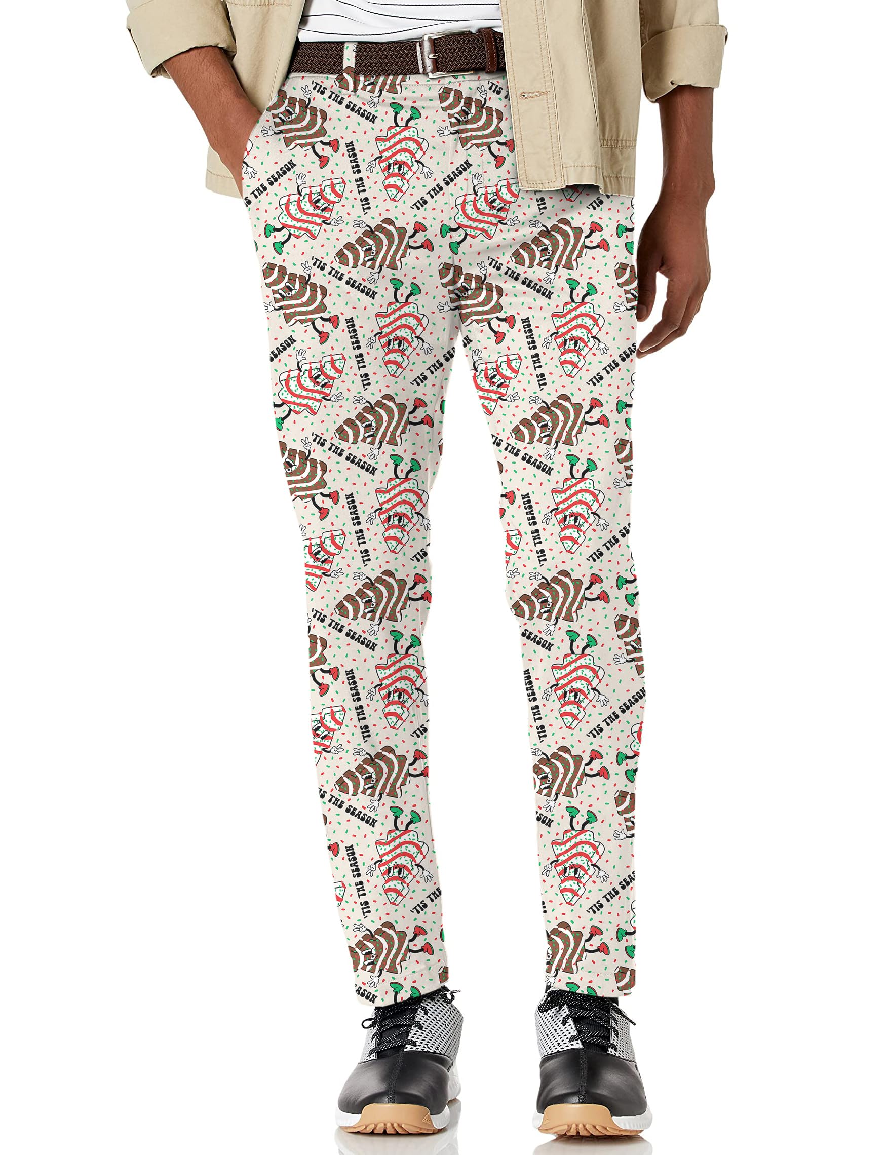 Maylian Men's Flamingo Stretch Golf Pants Trousers (33W x 30L) Multi