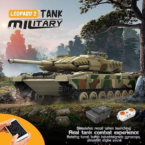 Miniatura 7 de Control remotoaplicación Mould King MOC Leopard 2 Tank Building Block Kit de bloques de construcción, modelo de vehículo militar, kits de modelos