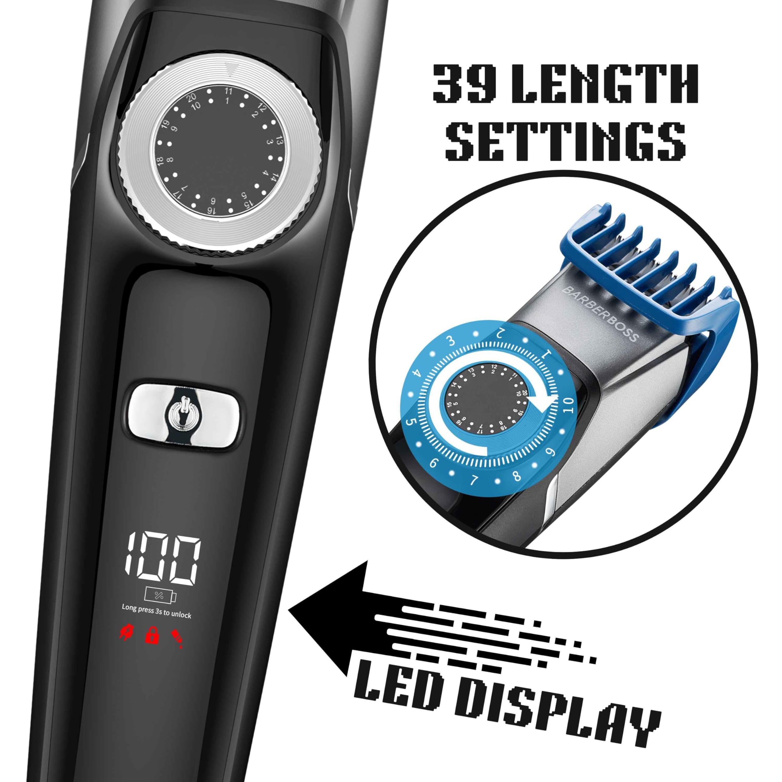 Barberboss Kabelloser Bartschneider für Männer, 3-in-1-Bart, Haar und Nasenschneider, Herren Pflegeset mit Keramikklingen, USB-Ladefunktion und wasserdichtem Design, Herren-Haarschneider