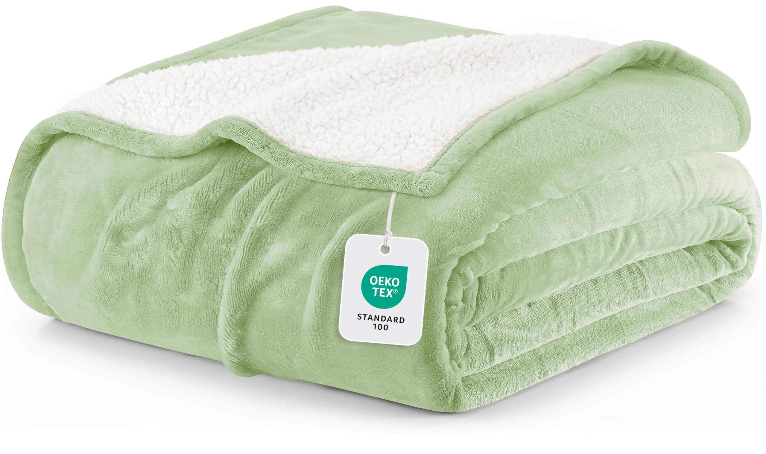 Utopia Bedding Sherpa Blanket UB3485, King, 90x102 in, Sage Green, 480GSM