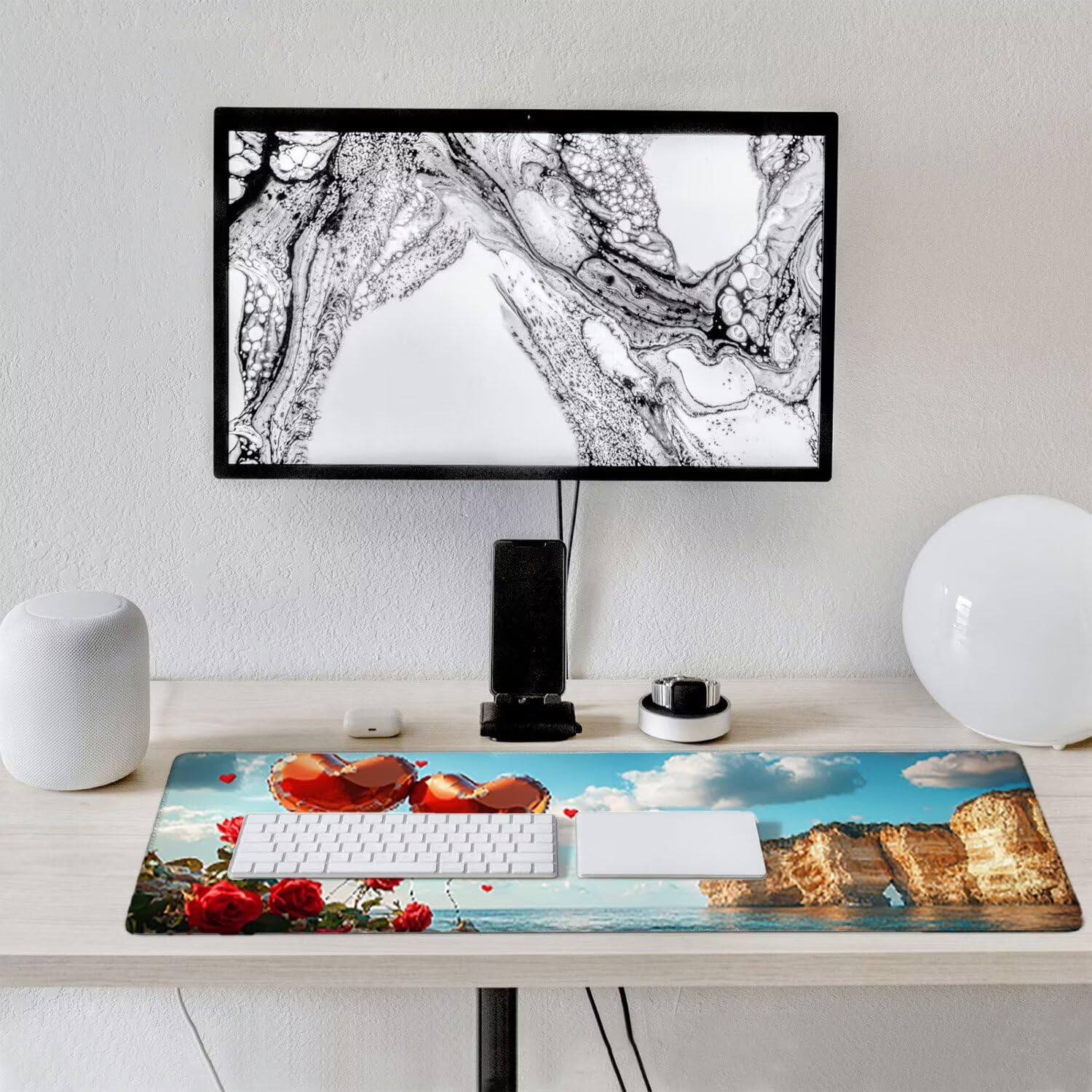 Podkładka pod mysz do gier XXL duża mysz 1600 x 800 mm duża podkładka pod biurko z antypoślizgową gumową podstawą, poprawia precyzję i szybkość (miłość widok na morze) o-259