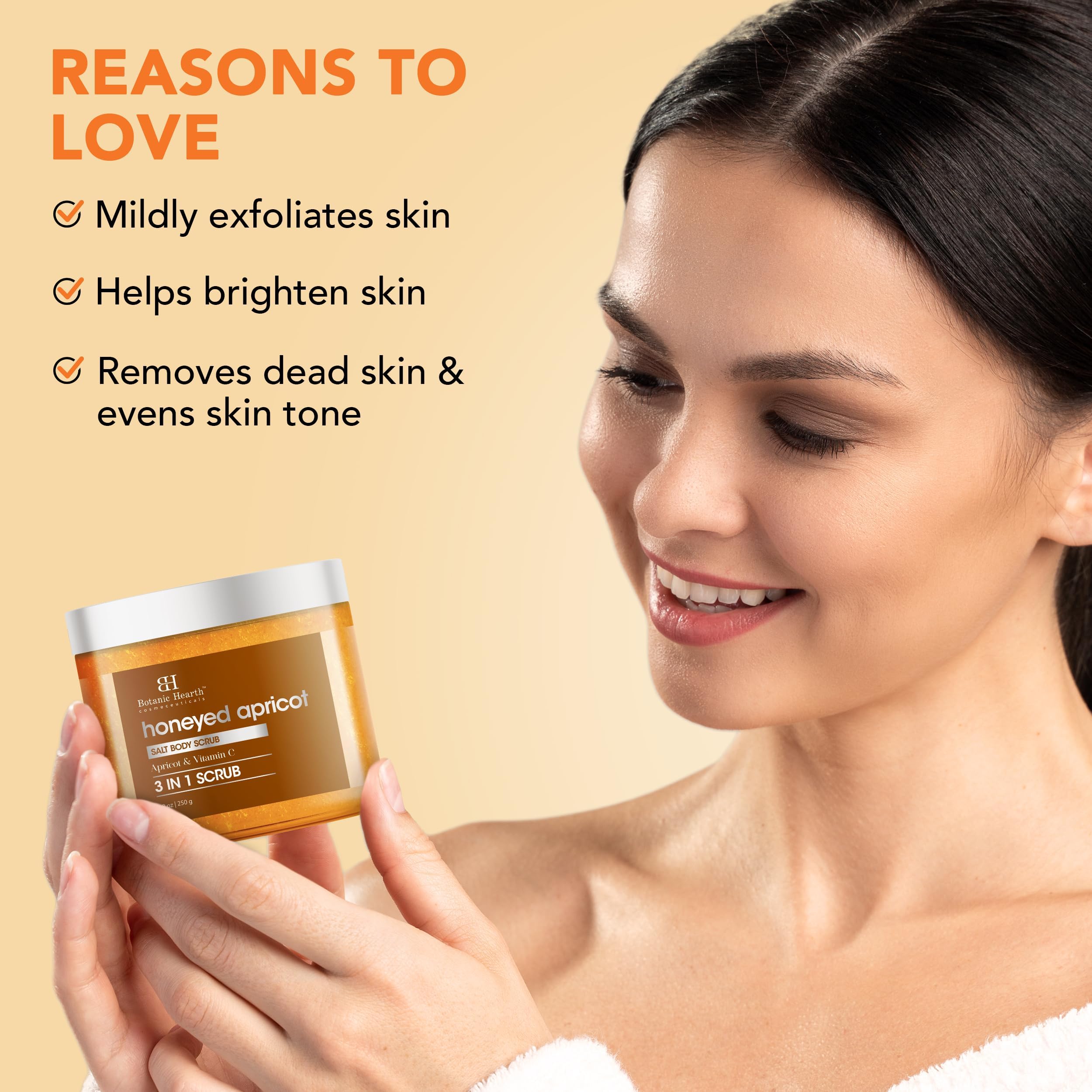 Botanic Hearth Honeyed Apricot Body Scrub 8.8 fl oz (250 g), 250 ml (Pack of 1) - Image 3