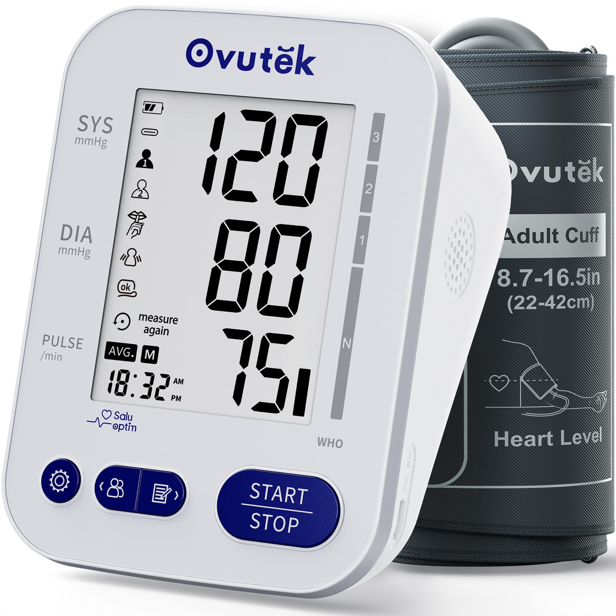 Photo 1 of Ovutek Blood Pressure Monitors for Home Use: Large BP Cuff with 240 Memories for 2 Users, Upper Arm Blood Pressure Machine, Accurate BP Monitor with Batteries Type-C Cable