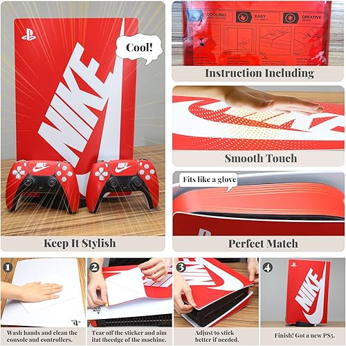 Miniatura 6 de PS5 Skin Disk Edition Consola y controlador, PS5 Pegatinas Vinilos Calcomanías de Vinilo para Playstation 5 Consola y Controladores, Edición en