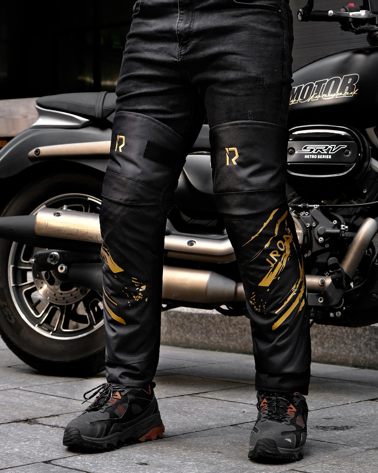 IRON JIA’S Genouillères Moto Hommes Hiver, Equipement de Protection CE2 Amovible, Chaud Imperméable et Coupe-Vent