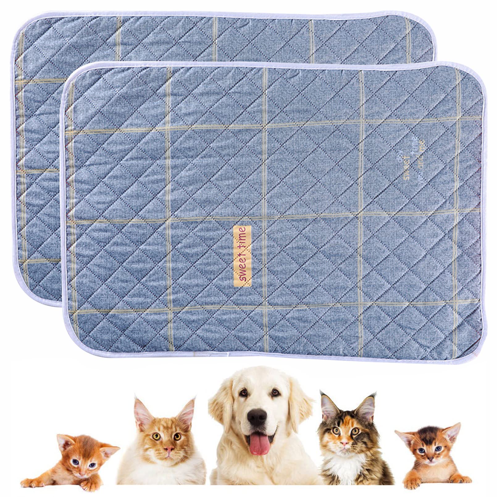 Tfwadmx 2Pcs 20 x 28'' Guinea Pig Cage Liners Washable Guinea Pig Pee Pads Waterproof Reusable Rabbit Bedding Mat Super Absorbent Pee Pad Anti-Slip Bottom Cage Accessories for Small Animals
