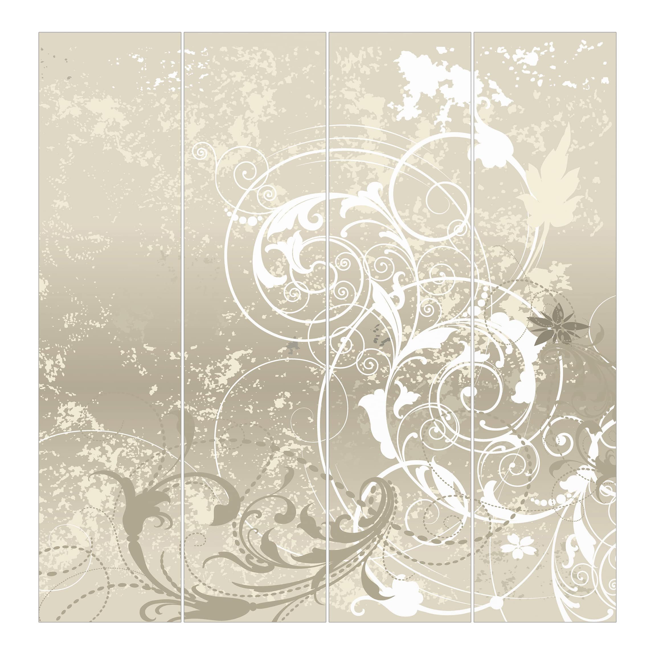 Schiebegardine halbtransparent 60er Paneel Klett Muster Textil lichtdurchlässig - Ornamente Modern Flächenvorhang Wohnzimmer Schlafzimmer 1542 (240x250 cm - 4er Set)