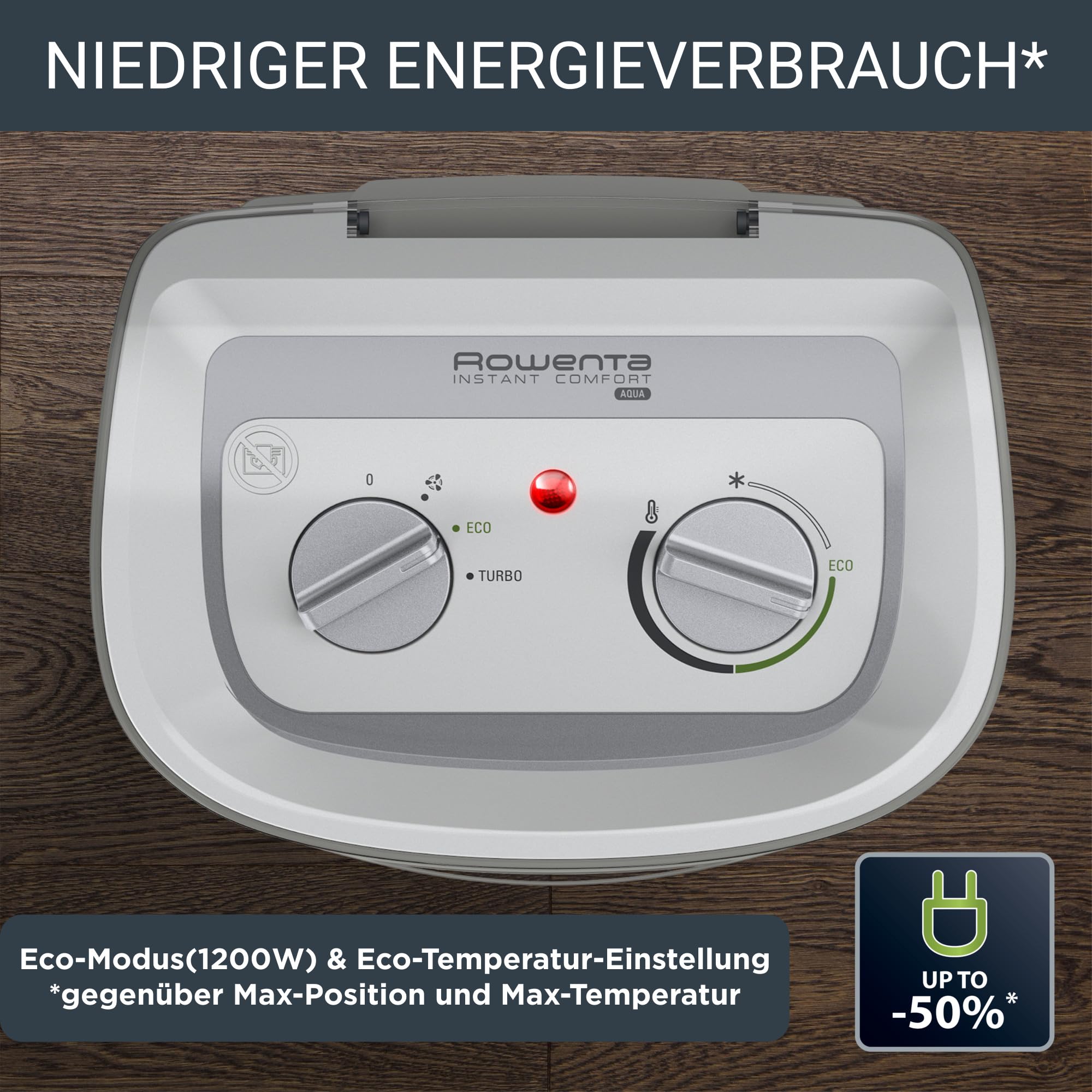 Rowenta SO6510F2 Instant Comfort Aqua Heizlüfter 1200-2400W Elektroheizung Hellgrau