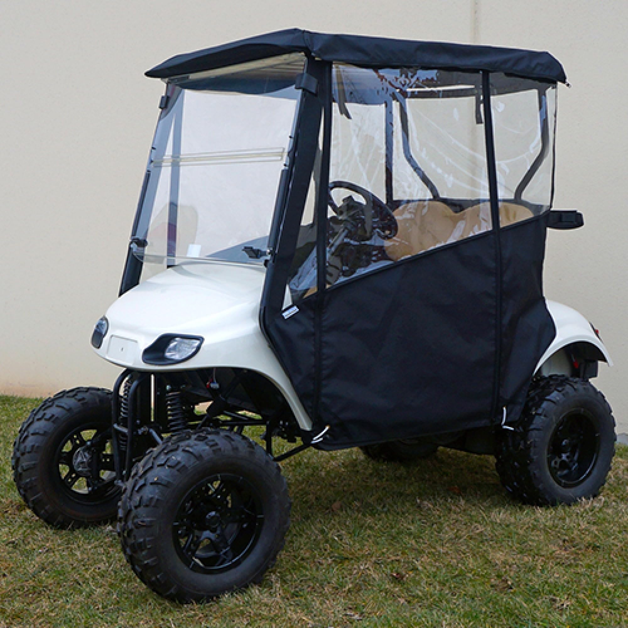 Red Hawk ENC-013 Odyssey Enclosure Compatible with/Replacement for E-Z-Go TXT 2014 and Newer Black Color, Over The Top, Drivable 2-Passenger & 3-Sided Enclosure Golf Carts