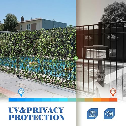 Miniatura 6 de ECOOPTS Expandable Artificial Rose Leaf Ivy Privacy Fence Screen Decoration for Backyard Patio Balcony Outdoor Indoor, 2 Packs