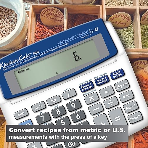 Miniatura 5 de Calculated Industries 8305 KitchenCalc PRO Calculadora de conversión de recetas y matemáticas culinarias con 2 temporizadores digitales para chefs,