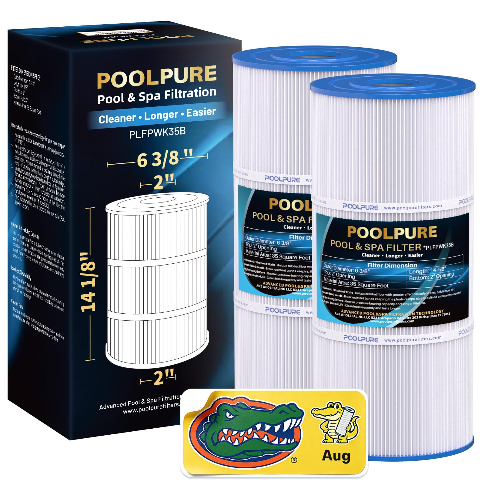 POOLPURE PWK35B Filtre remplace Watkins 1642301-1, 78161, 78286, Cartouche filtrante Hot Spring Limelight Series (2, Blanc)