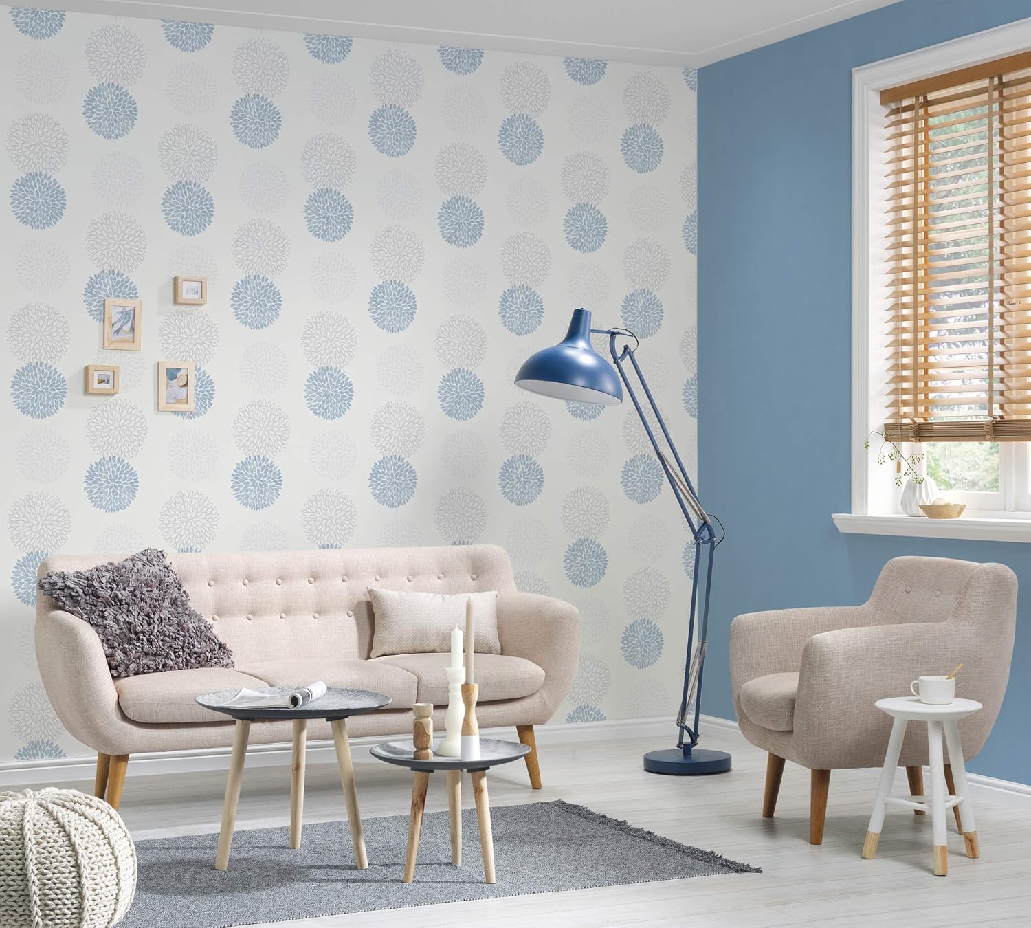 A.S. Creation 37264-2 non woven wallpaper Blooming, Metallic, Blau, Grau