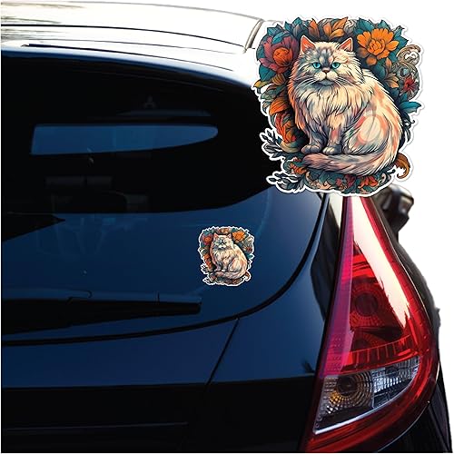 Miniatura 2 de Calcomanía de vinilo de gato persa para coche, portátil, vaso, más. #004207