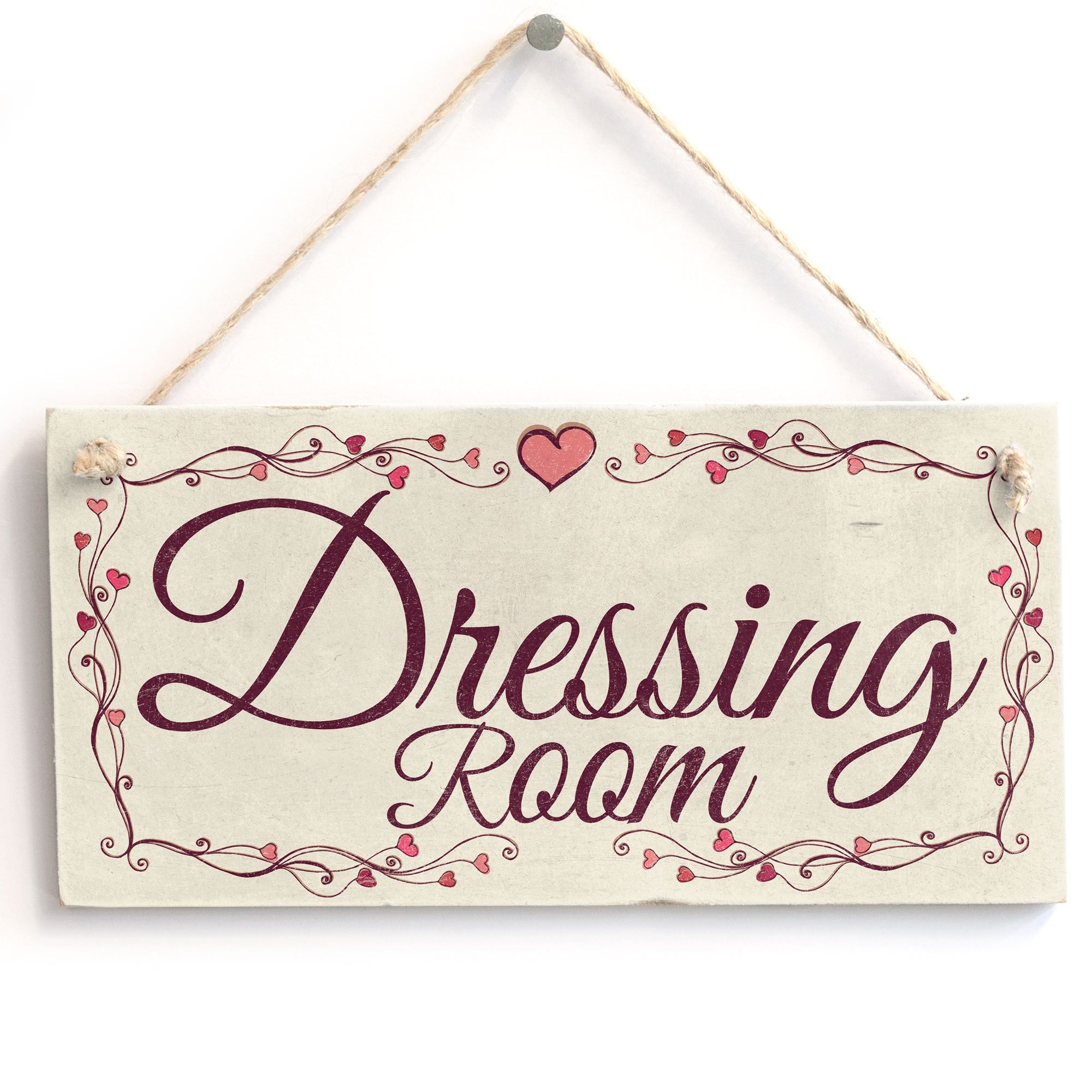Dressing Room - Heart Design Handmade Shabby Chic Wooden Sign/Plaque