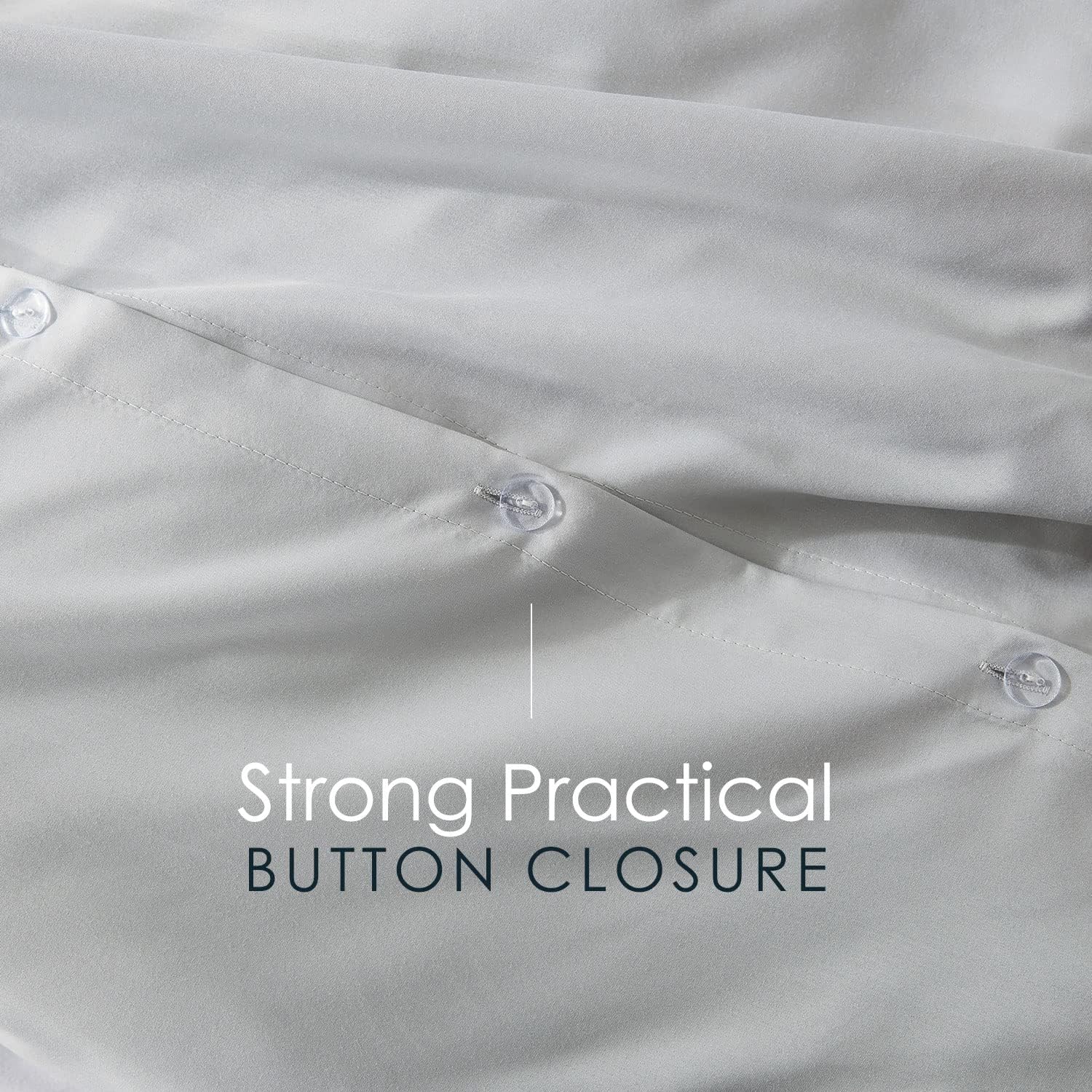Hearth & Harbor Light Grey Duvet Cover King Size - 3 Piece Soft Double Brushed Bedding Set - Includes 1 King Duvet Cover with Button Closure 104x90 inches and 2 Pillow Shams