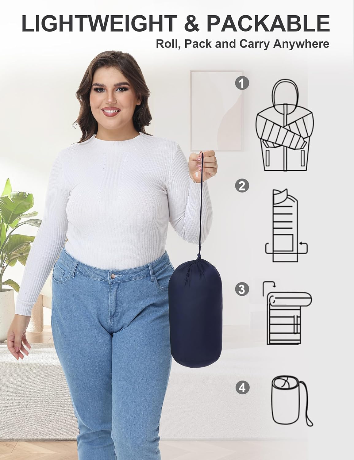 WINDMILL Women's Plus Size Packable Puffer Jacket, Hooded Lightweight Puffy Jacket (1X-6X) - Image 6