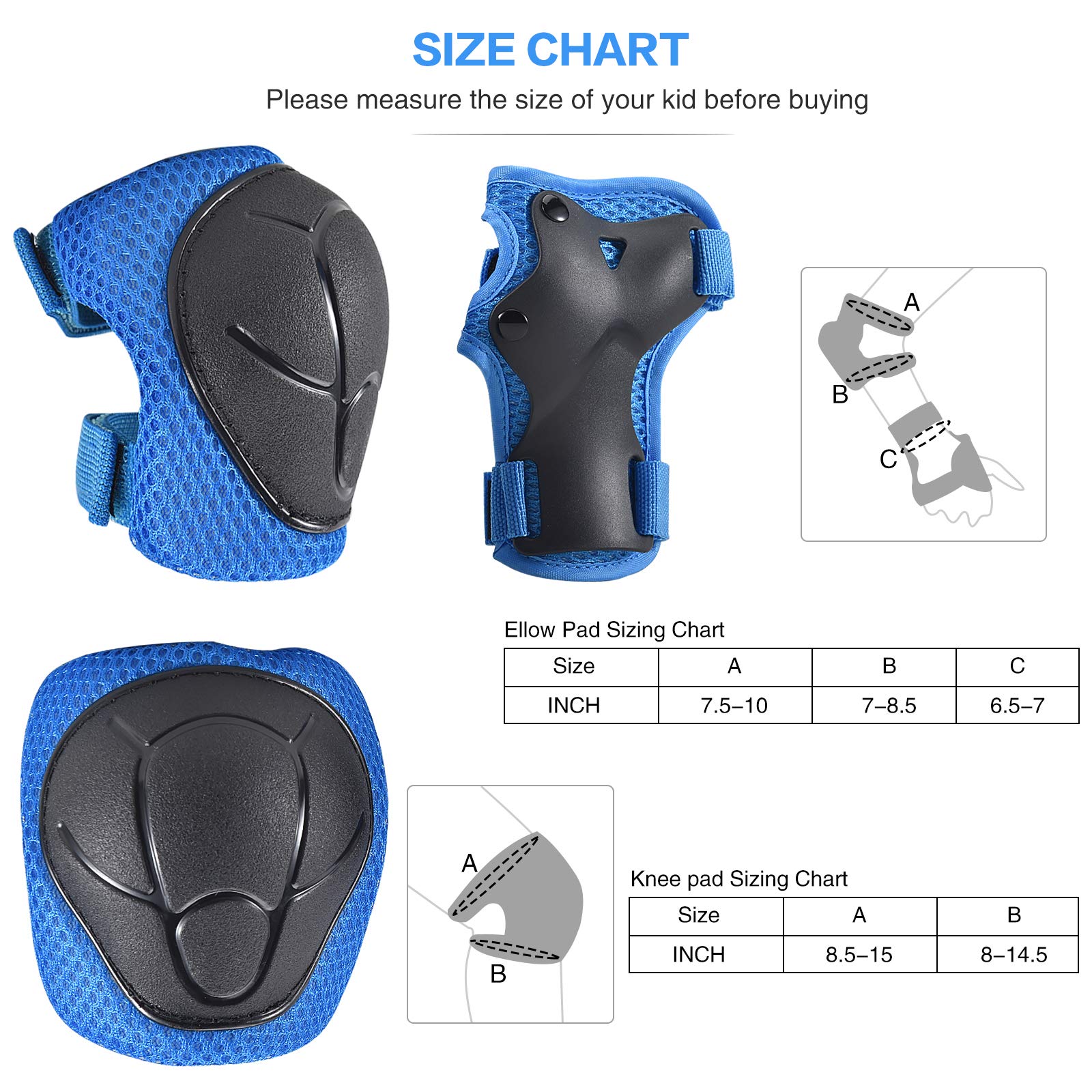Genouillères Coudières Et Protège-Poignets Enfants 6 Pièces - Équipement Protection Skate Vélo Patinage Avec Sac Maille
