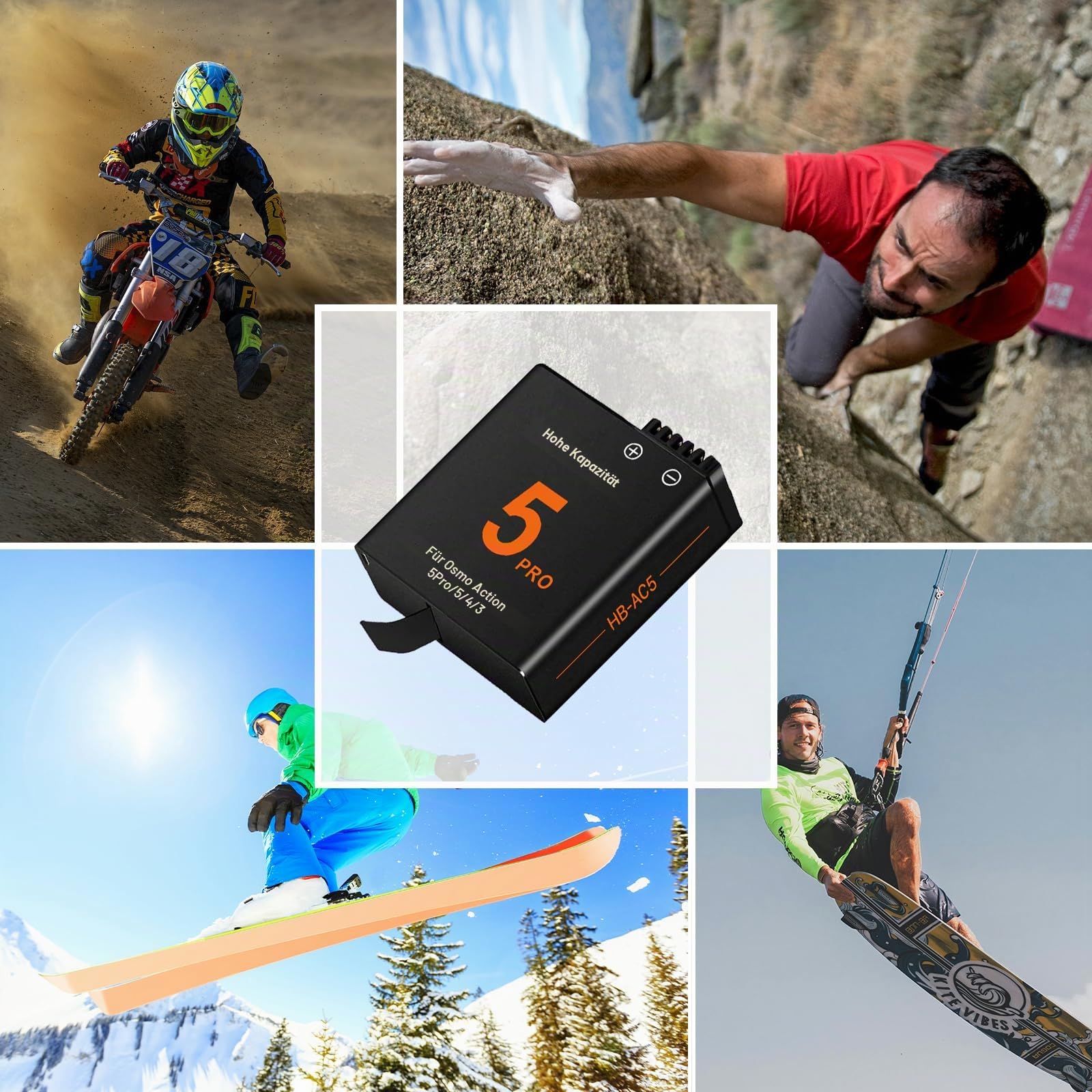 2er Pack 2800mAh Akku Ersatz kompatibel für DJI Osmo Action 6/5 Pro / 4/3 /Osmo 360 Kamera mit USB-C Dual-Slot Ladegerät