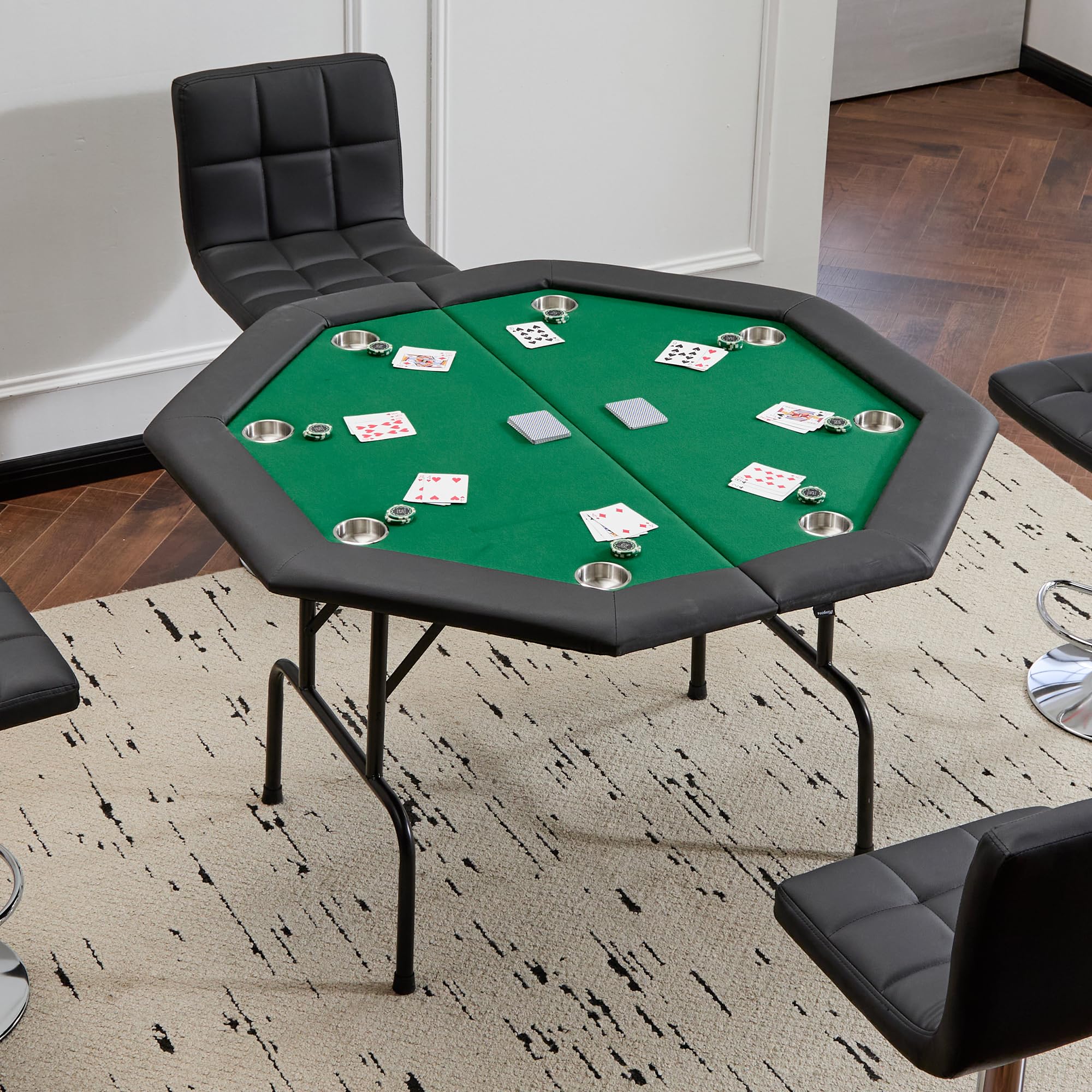 Mingone Pokertisch Klappbar 120cm Casino Tisch für 8 Spieler mit Armauflage und Becherhaltern Grün