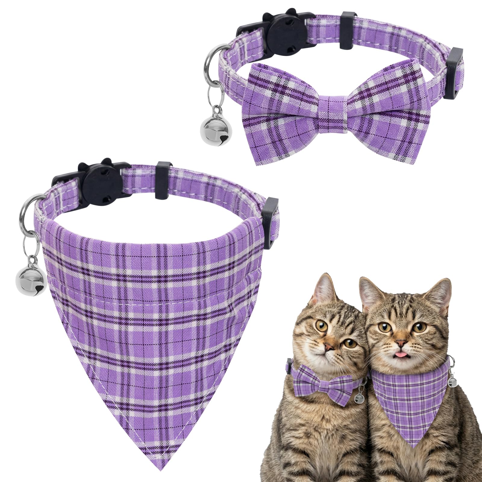 Collares para gatos y bandana morada Ngdhkd ideales para paseos y fotos en casa