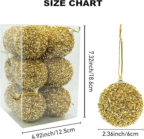 Miniatura 6 de 12 adornos de bola de Navidad de 2.36 pulgadas, bolas de Navidad blancas inastillables, decoración de árbol de Navidad, bolas colgantes brillantes