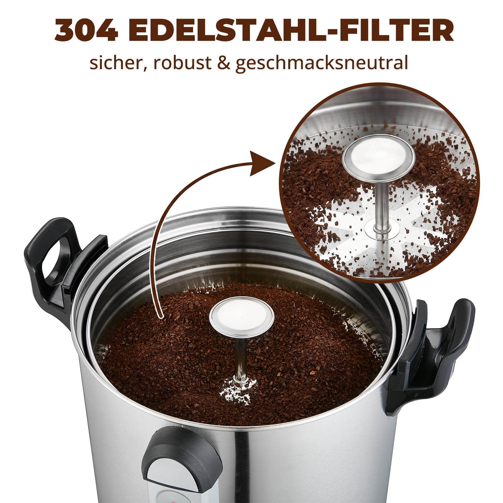 Gastro Kaffeemaschine 24L, 155 Tassen 2000W Heißgetränkespender aus Edelstahl, große Kaffeemaschine für Buffet, Events, Kantinen & Hotelservice