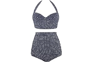 Sultry Summer Splash: Women's Vintage Polka Dot High Waisted Bathing Suit