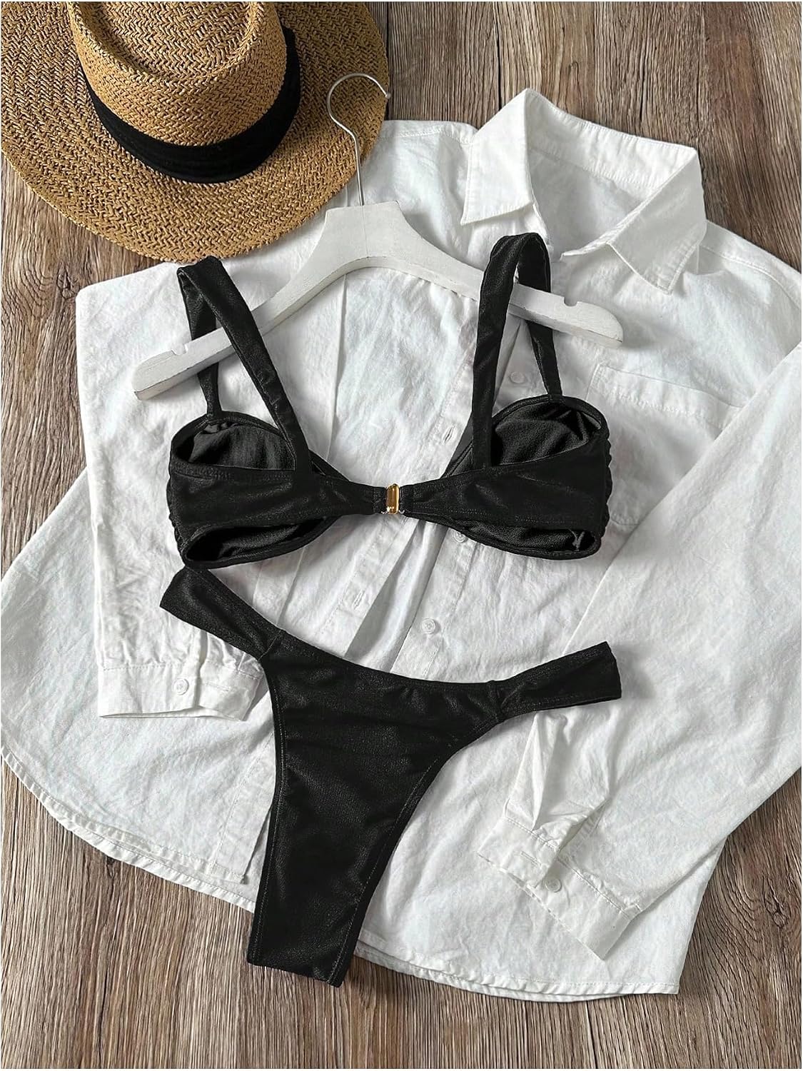SHENHE Women's Thong Bikini Set High Cut Brazilian Swimsuits Balconette Top Shiny Bathing Suits