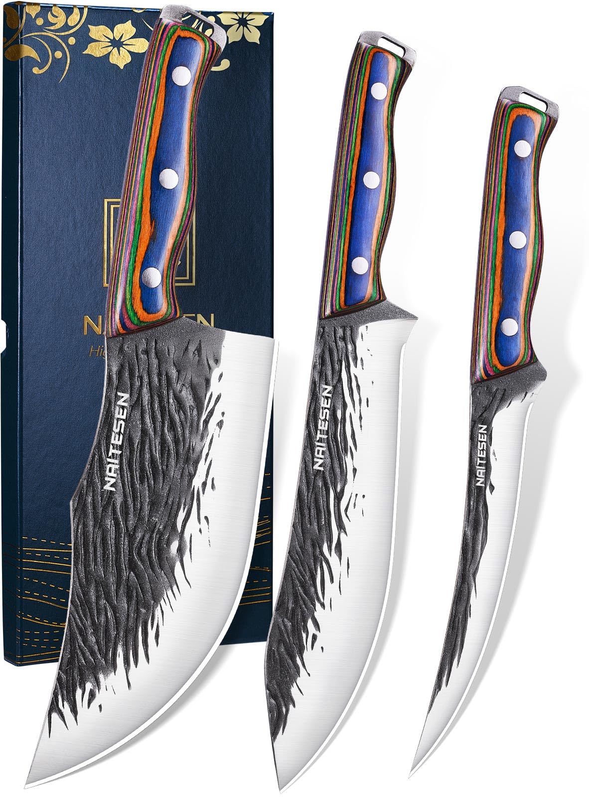 Naitesen 3PCS Forged Butcher Knife Set