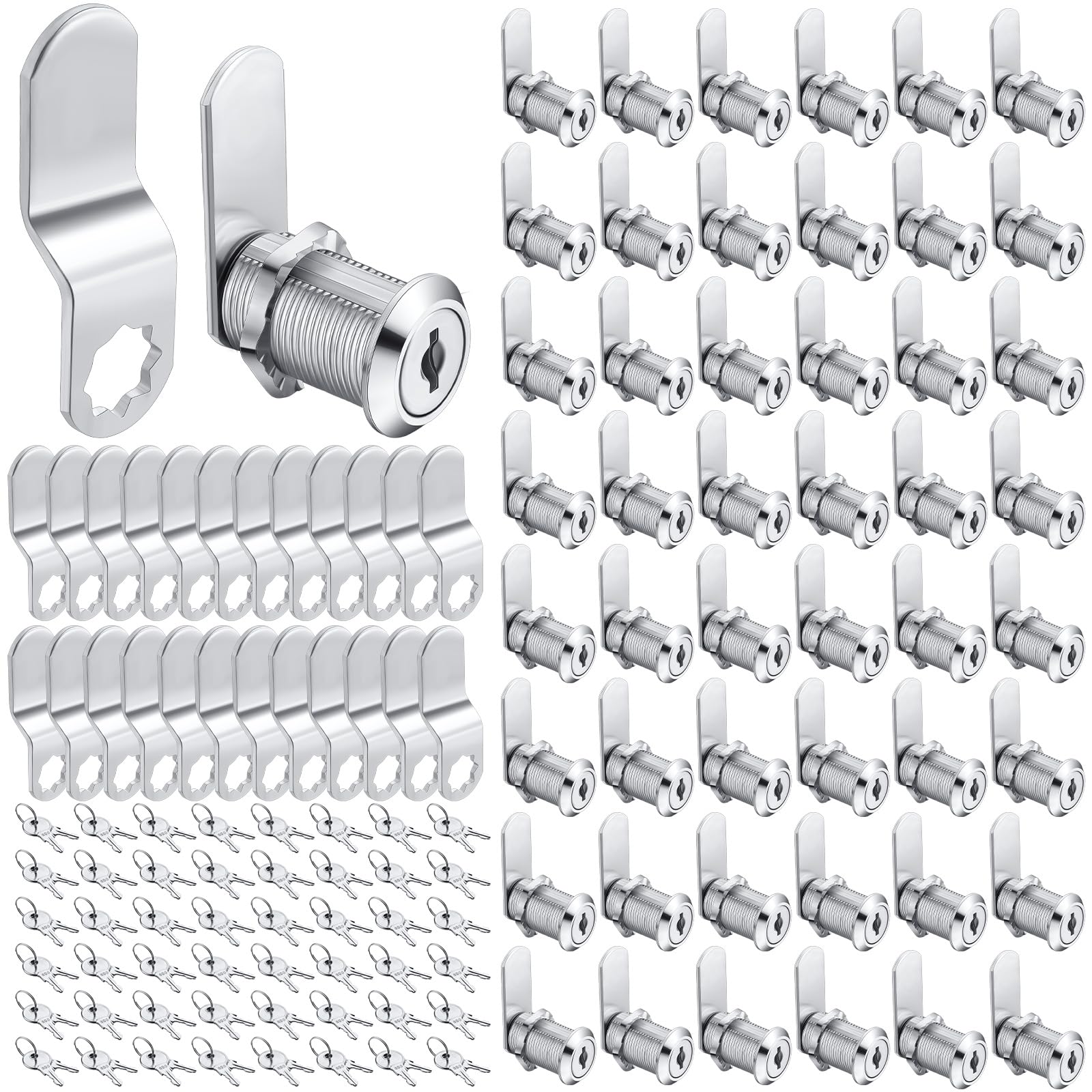 Kenning 48 Sets 3,5 cm (1 3/8 Zoll), passend auf max. 3,6 cm Schrankschlösser mit Schlüsseln für sichere Schublade, Briefkasten, Wohnmobil, Aufbewahrungsbox, Ersatzschloss, Zinklegierung
