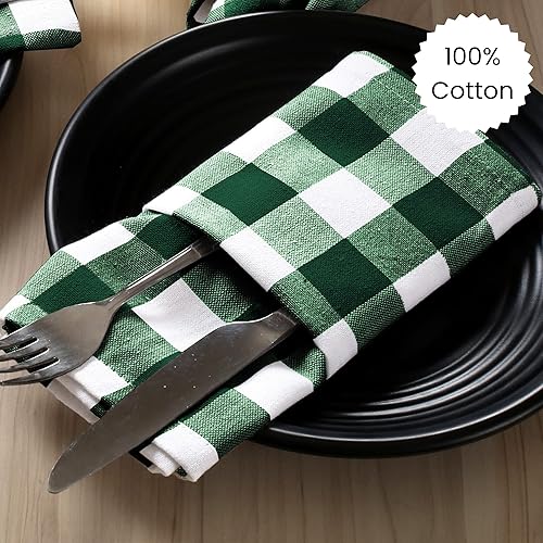 Miniatura 3 de Servilletas de tela a cuadros de búfalo 100% algodón, ideales para eventos, bodas, Navidad, Pascua, servilletas de tela perfectas para uso diario,