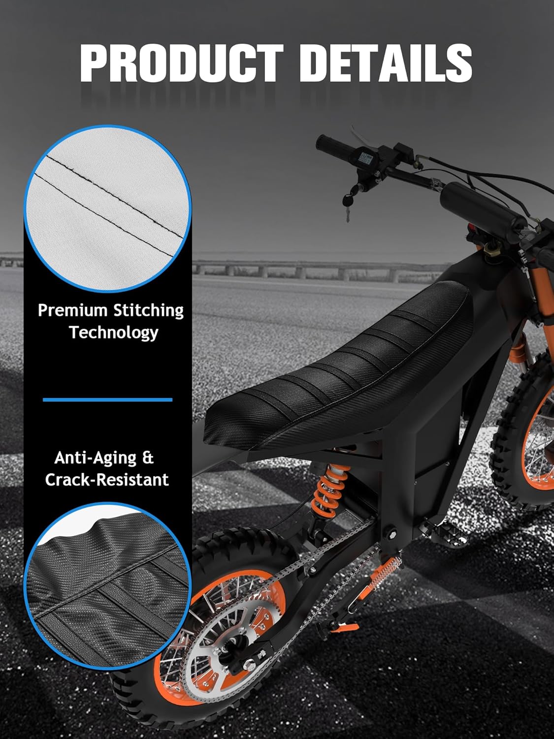Non-Slip Seat Cover Compatible Fit for Tuttio Tutti Tutto Soleil 01, Electric Dirt Bike Soft Seat Cover Black