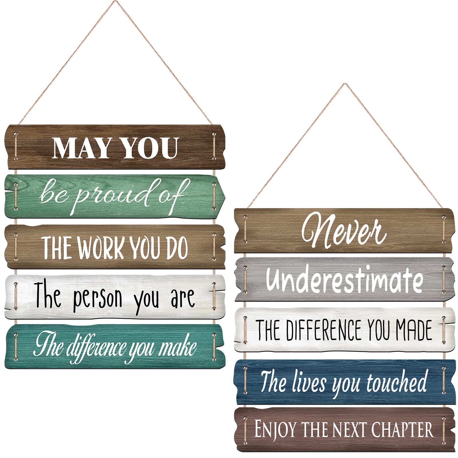 Photo 1 of 2 Pack Inspirational Wall Art Decor Motivational Wall Plaques Employee Appreciation Gift Coworker Gift Thank You Gift Rustic Wall Decor Retirement Gifts Leader Colleague Friend Gift for Home Office