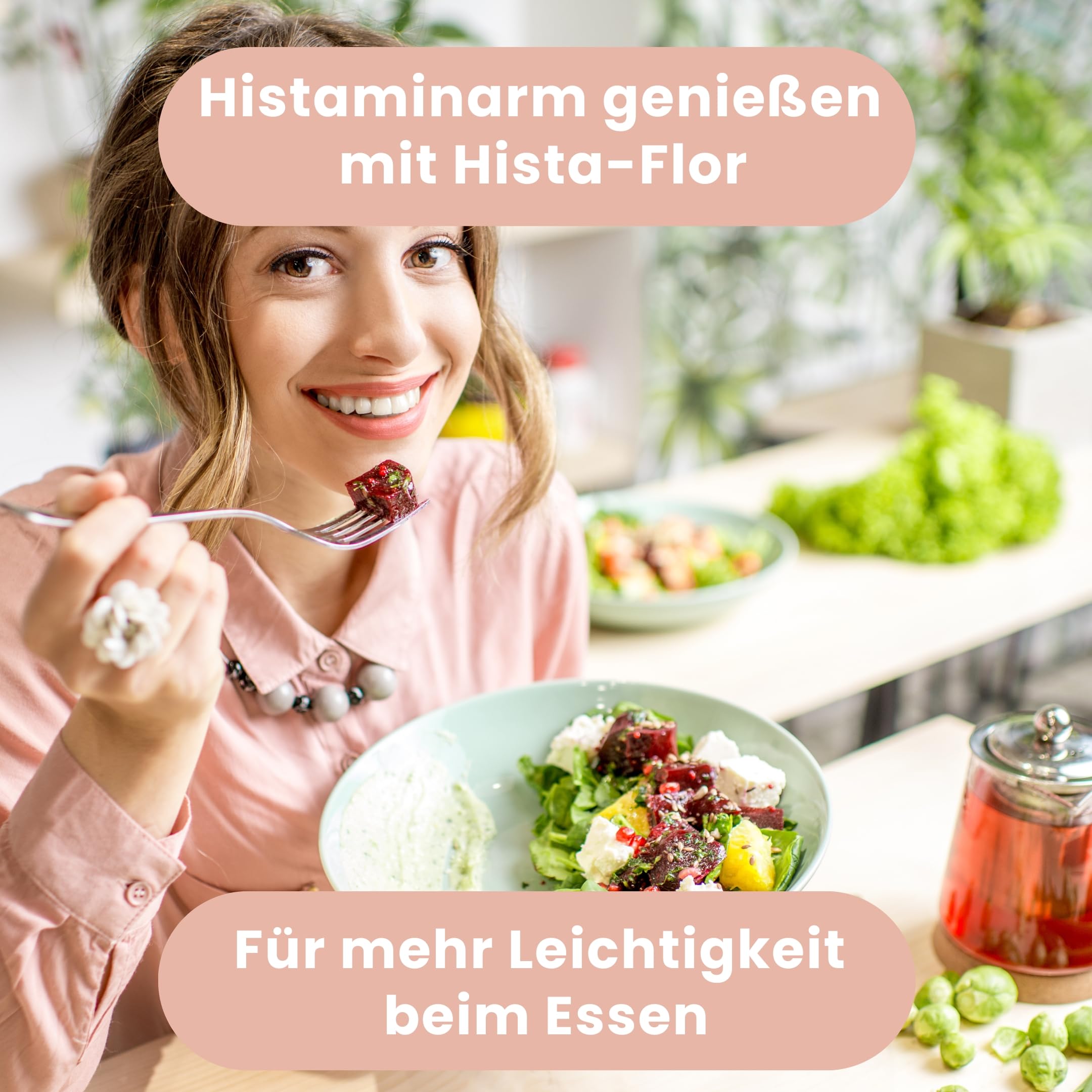 Hista-Flor - 60 Kapseln bei Histaminintoleranz, 20 Mrd. Bifidobakterien und Milchsäurebakterien, magensaftresistent und mikroverkapselt, vegan, frei von Histamin, Laktose, Fruktose und Gluten