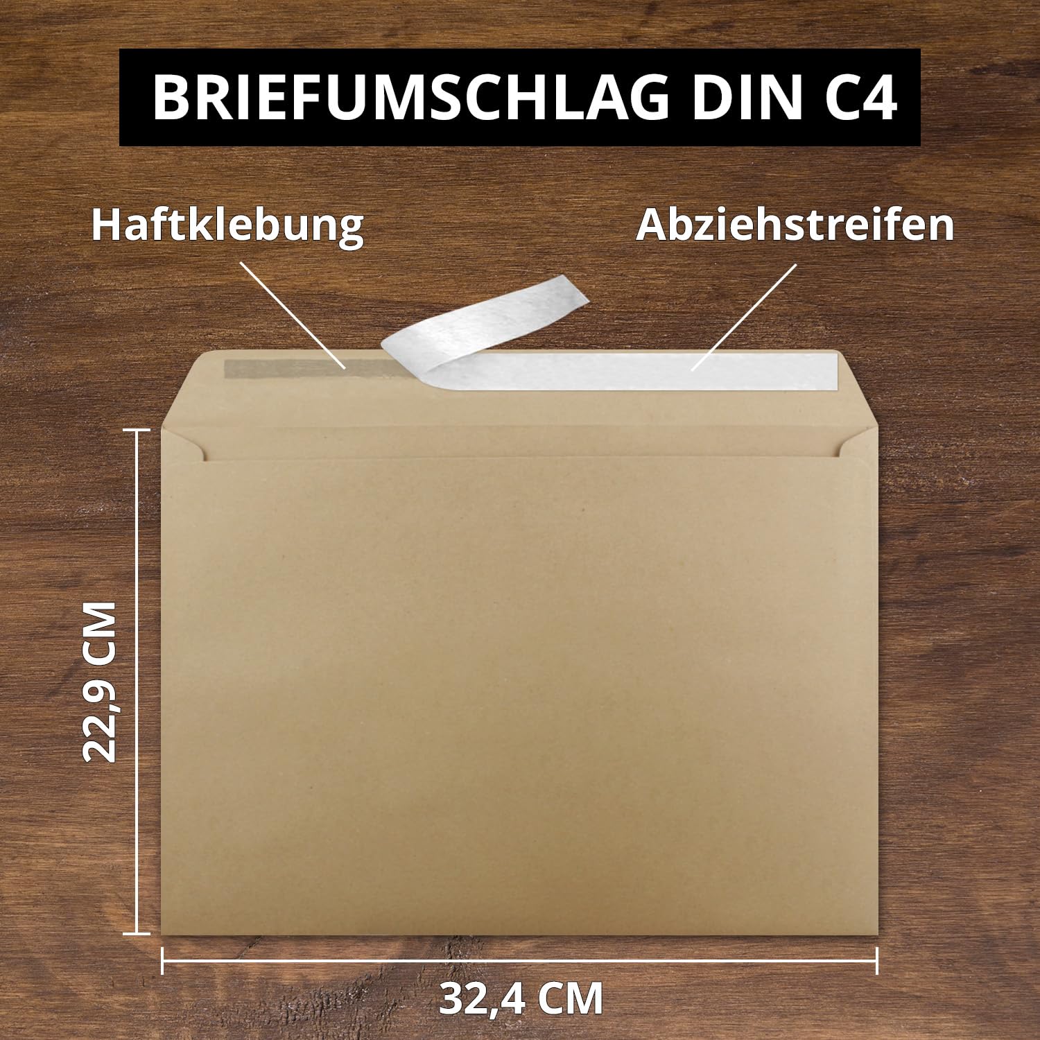75 sobres grandes XXL DIN C4 en papel kraft color arena - 22,9 x 32,4 cm - Adhesivo sin ventana - Bolsa de envío adecuada para DIN A4