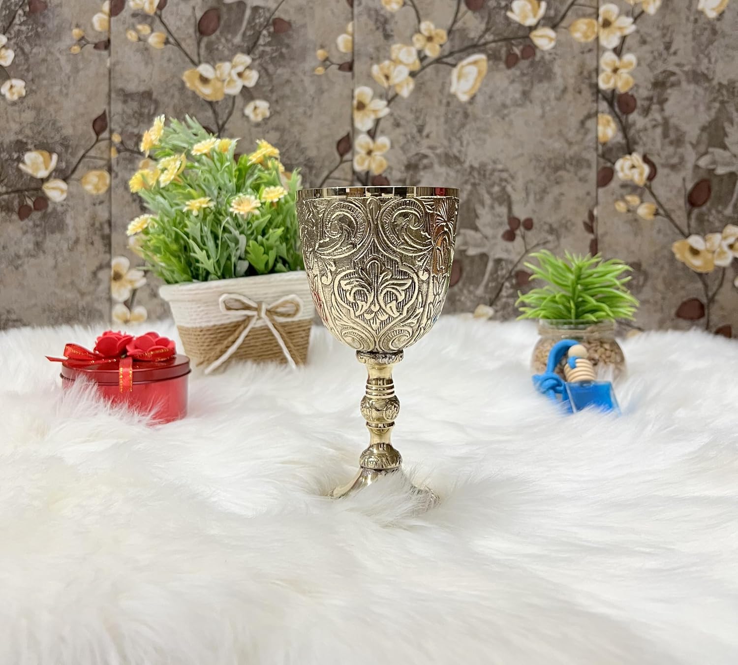Handmade Brass Wine Goblet – 6 Inch, 8 oz Vintage Chalice for Weddings, Parties & Medieval Decor – Polished Gold Finish Drinking Cup for Adults