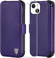 Vista 1 de Funda tipo cartera para iPhone 14 Plus15 Plus tarjetero de crédito, bloqueo RFID, funda de cuero a prueba de golpes con protector de pantalla