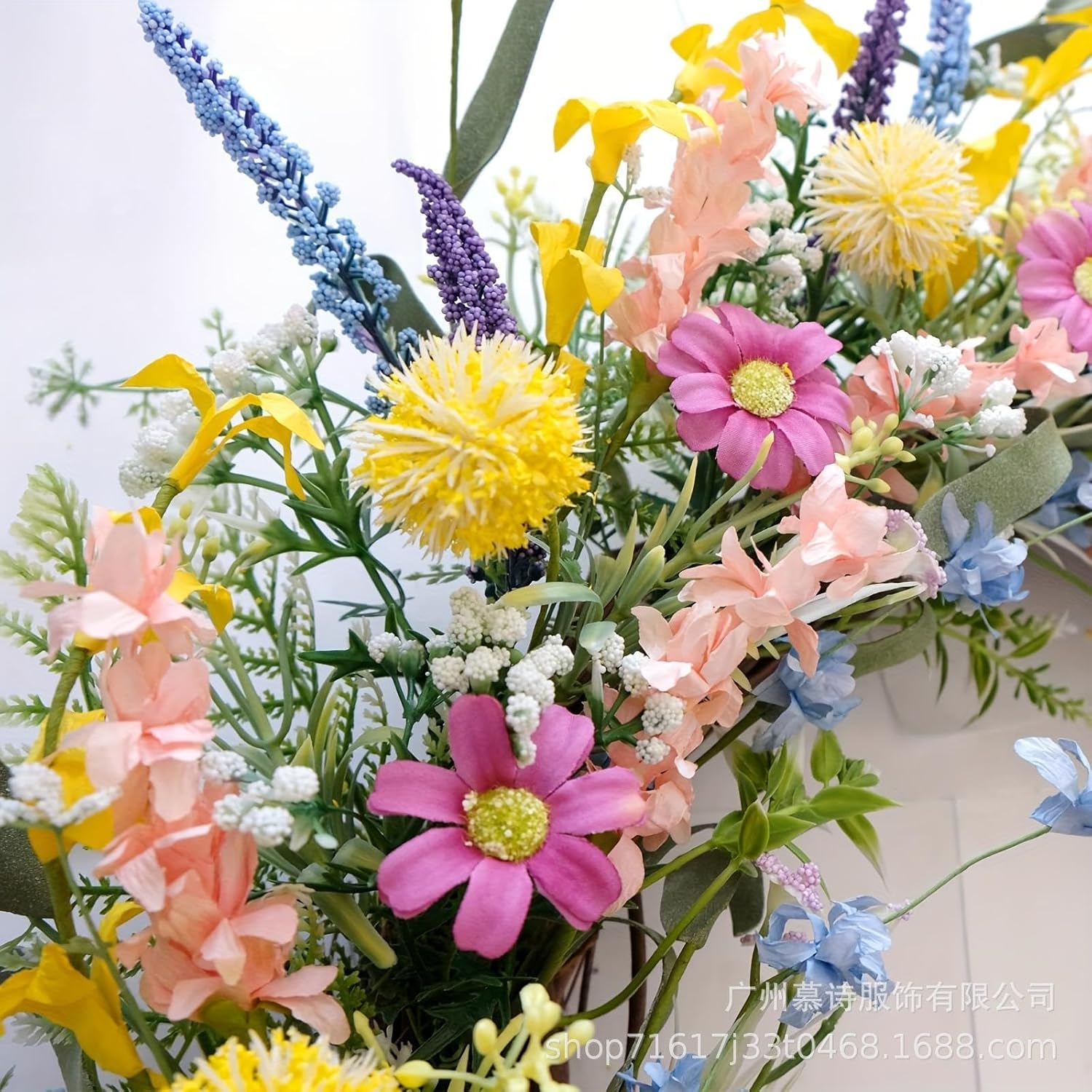 Floral Wreath Photo Prop 45cm Colorful Flower Wreath for Window Home Office
