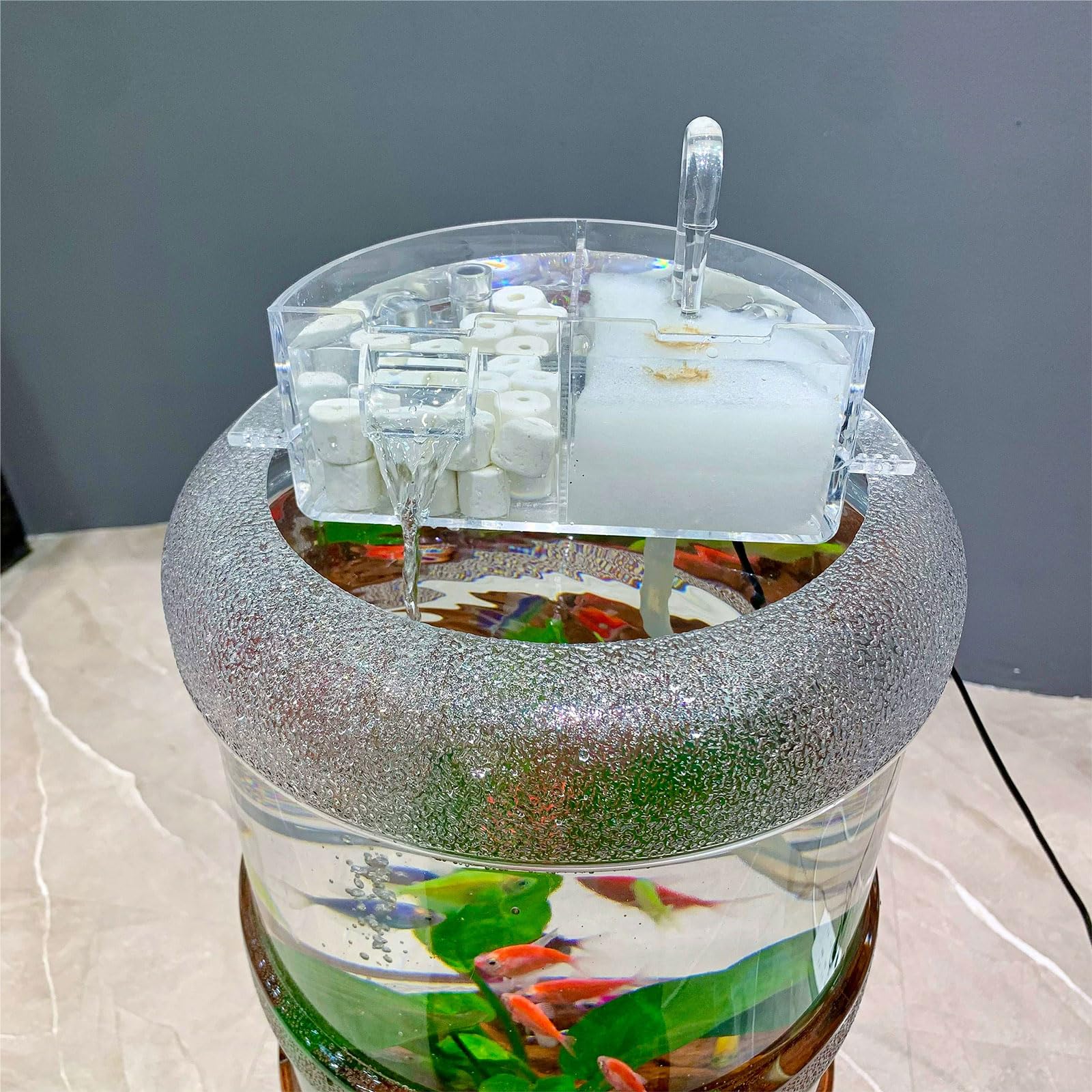 Pecera, Kit De Acuario 20 Litros - Diseño De Válvula De Drenaje Inferior, Fácil De Cambiar El Agua Y Limpiar, Con Soporte, Cubo Para Acuario, Grifo, Bomba De Oxígeno, Filtr(Size:Acuarios y accesorios)