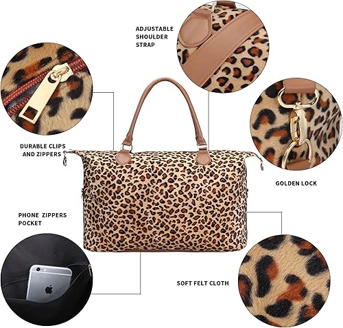 Miniatura 3 de Bolsa de fin de semana, bolsa de lona para mujer, bolsa de viaje grande, bolsas de fin de semana para la noche con correa para el hombro, vaca