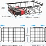 UMDONX 4 Pack Chest Freezer Basket Organiser Storage Boxes - Kitchen Expandable Stackable Metal Shelf Rack with Handles Wire Bins, Black 29-45.5cm Width