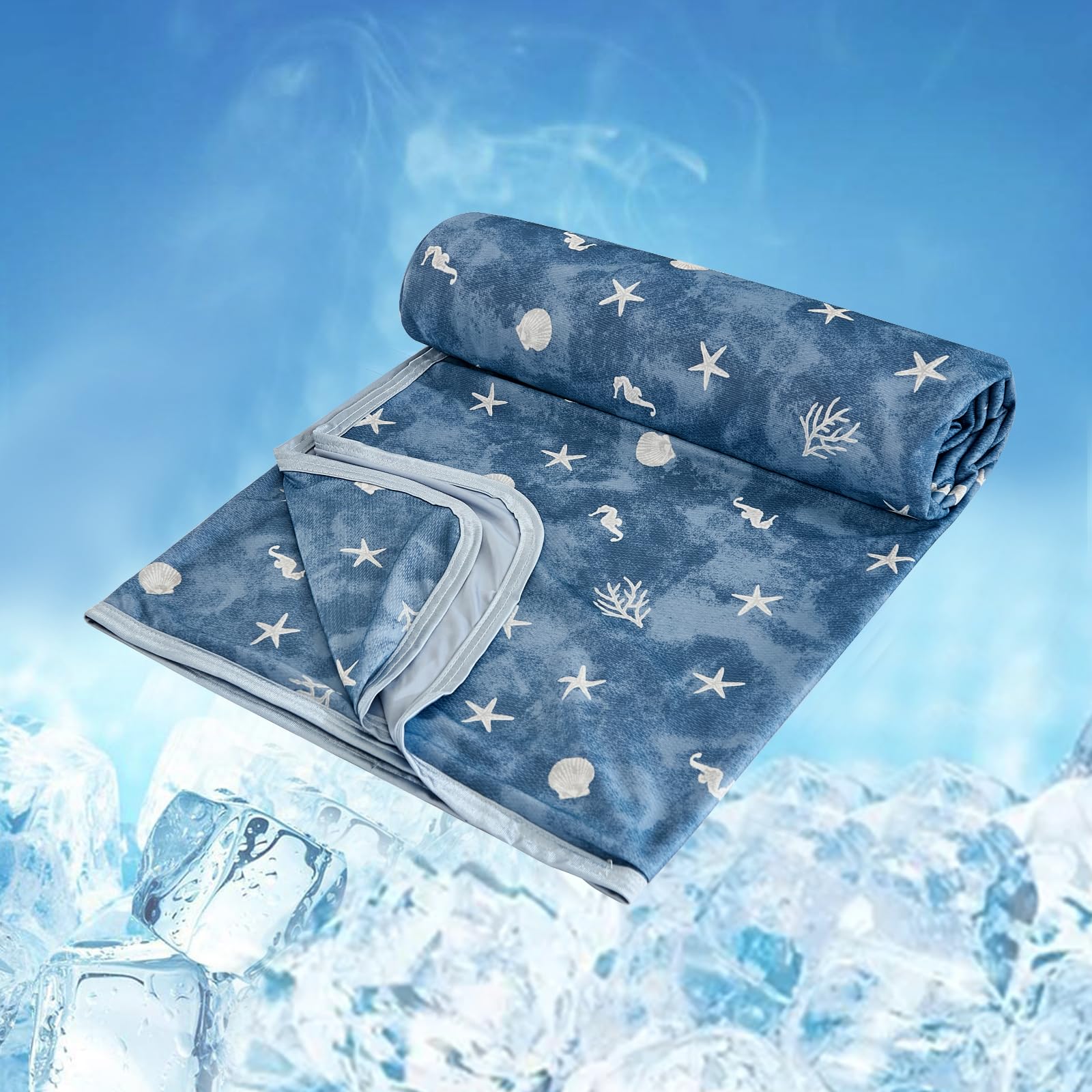 WONGS BEDDING Kühldecke Sommerdecke mit Japanische Arc-Chill Q-Max 0,43 Kühlfasern, Blau 150x200cm